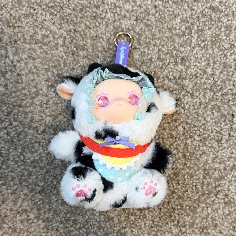 Lovely Emma Cute Cow Print Plush Keychain